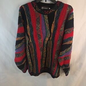 Tundra Canada‎ Pullover Vintage Sweater Multi Color Hip Hop Biggie Cosby 3D M